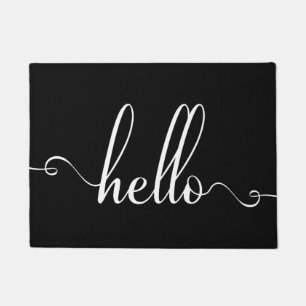 Hello Modern Typography White and Black Doormat