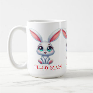 Hello Mom Mug – Cute Bunny Coffee Cup