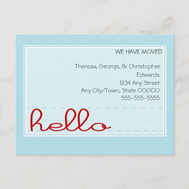 Hello Moving Announcement (Front)