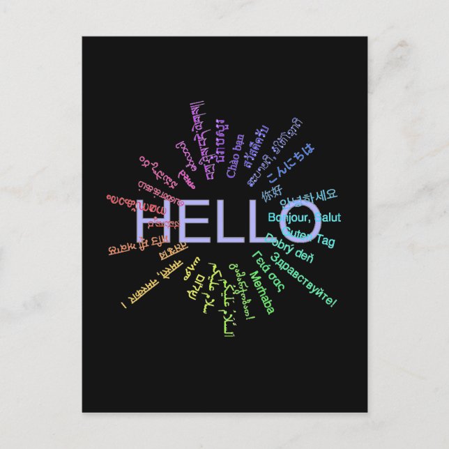 Hello (Multi Language) Postcard (Front)