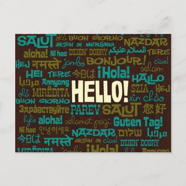 Hello (Multi Language) Postcard (Front)