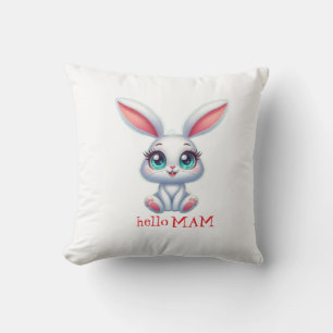 Hello Mum Pillow – Cute Bunny Nursery Cushion