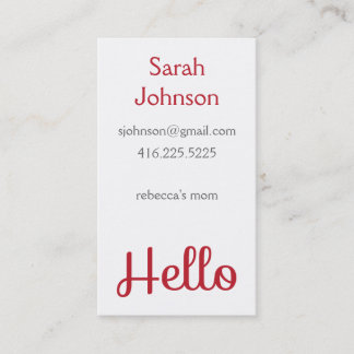 'Hello' Mummy Calling Card