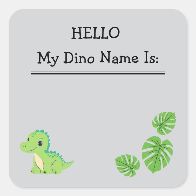 Hello My Dino Name Is Name Tag Sticker (Front)