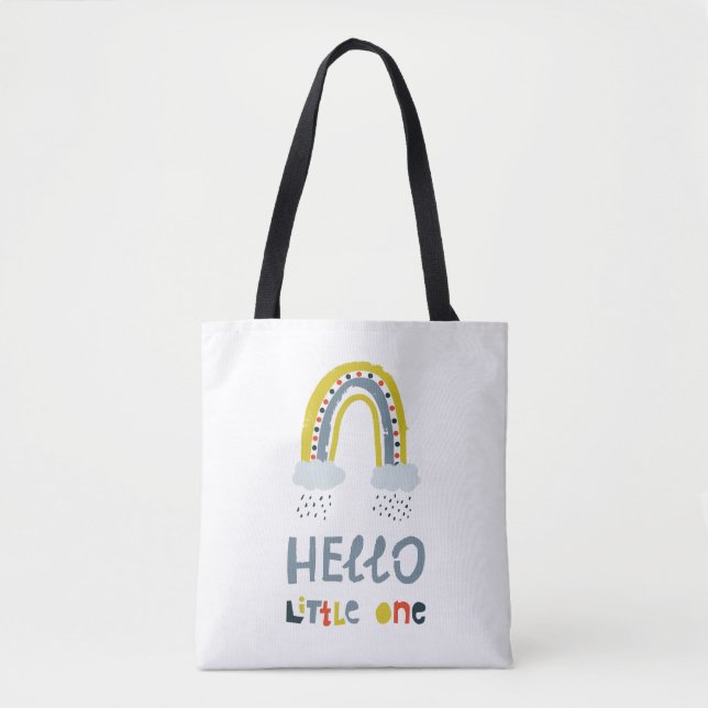 Hello My Little One Rainbow Tote Bag (Front)