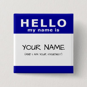 hello my name is 15 cm square badge