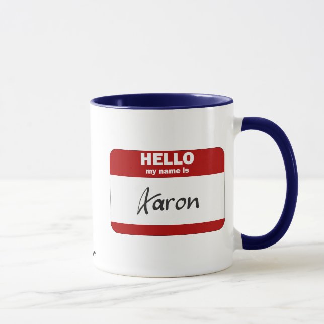 Hello My Name Is Aaron (Red) Mug (Right)