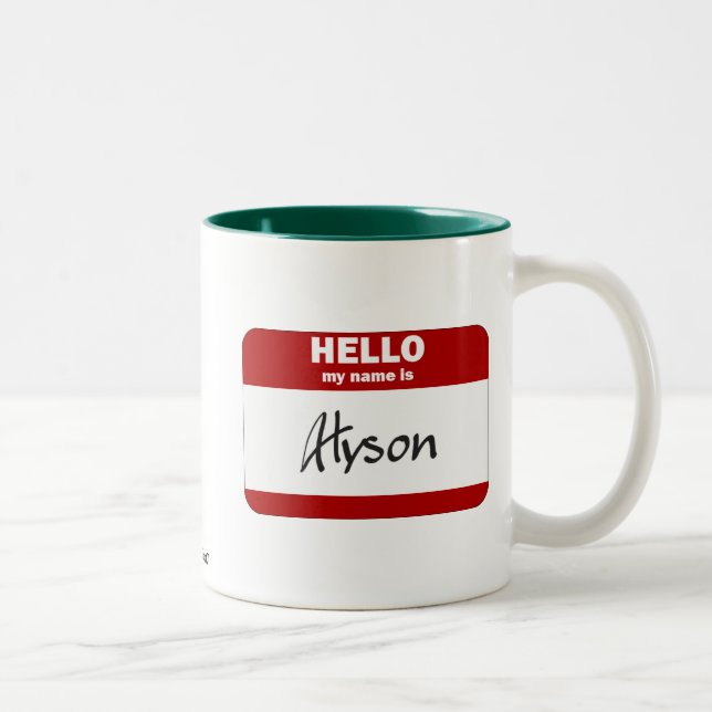Hello My Name Is Alyson (Red) Two-Tone Coffee Mug (Right)