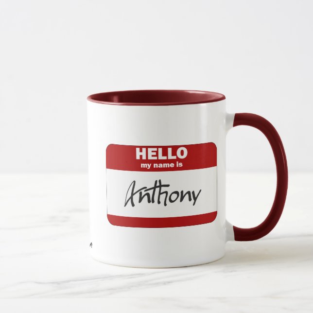 Hello My Name Is Anthony (Red) Mug (Right)
