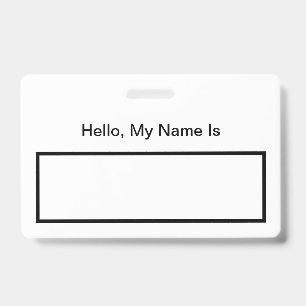 Hello My Name Is Badge ID Badge