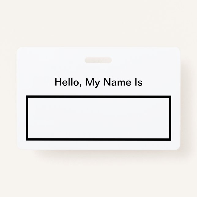 Hello My Name Is Badge ID Badge (Front)