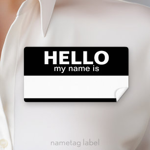 Hello my name is - black - area for Employee Name