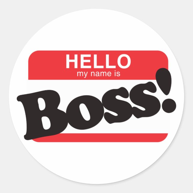 Hello My Name Is Boss Classic Round Sticker (Front)