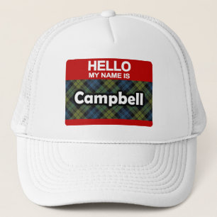 Hello My Name is Campbell Scottish Tartan Trucker Hat