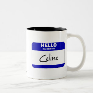 Hello My Name Is Celine (Blue) Two-Tone Coffee Mug