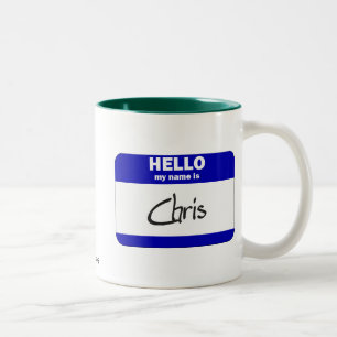Hello My Name Is Chris (Blue) Two-Tone Coffee Mug