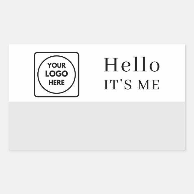 Hello My Name Is | Custom Logo Minimalist Design Rectangular Sticker (Front)
