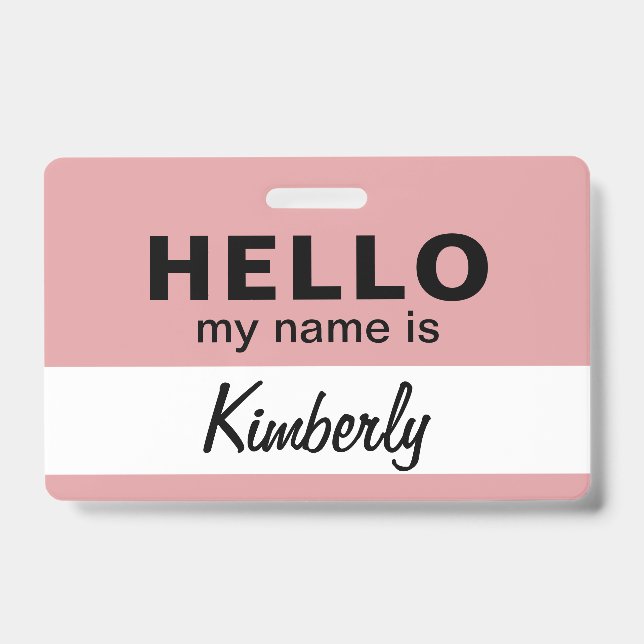 Hello My Name Is - Custom Script Employee Name ID Badge (Front)