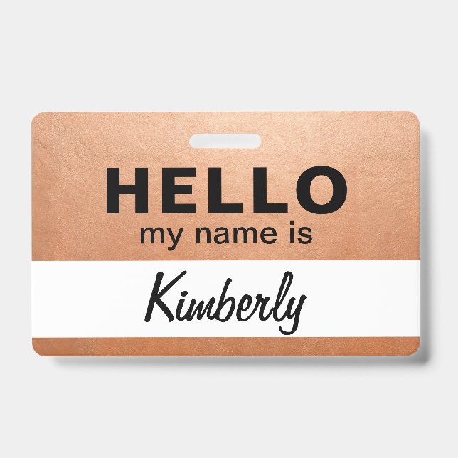 Hello My Name Is - Custom Script Employee Name ID Badge (Front)