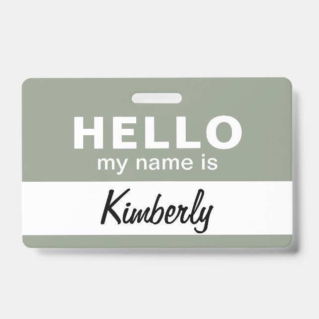Hello My Name Is - Custom Script Employee Name ID Badge (Front)