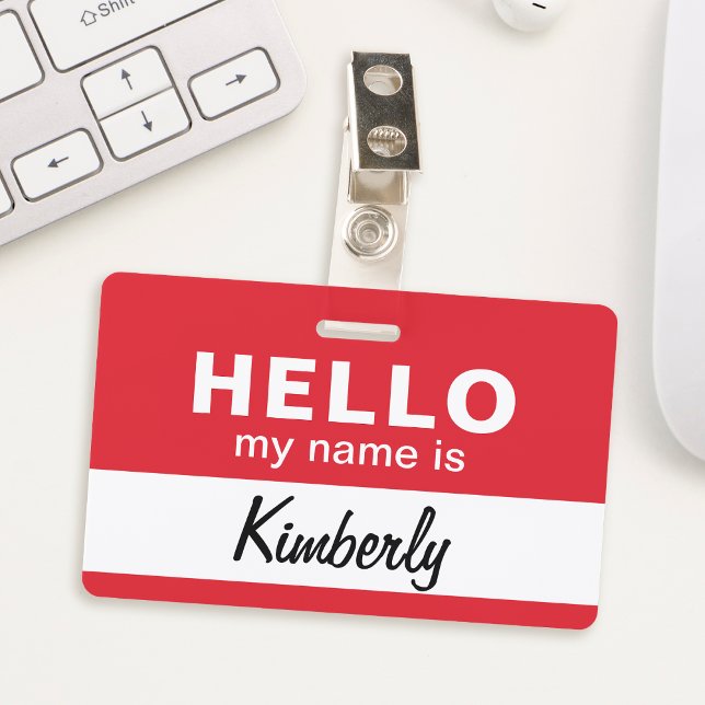 Hello My Name Is - Custom Script Employee Name ID Badge (This badge is a delightful way to start a conversation. It has the employee name in script.)