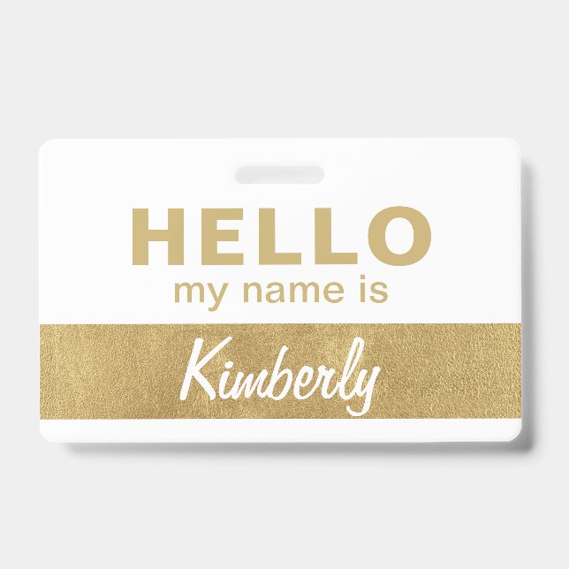 Hello My Name Is - Custom Script Employee Name ID Badge (Front)