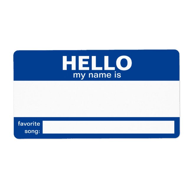 Hello My Name Is.... event badge / sticker/ label (Front)