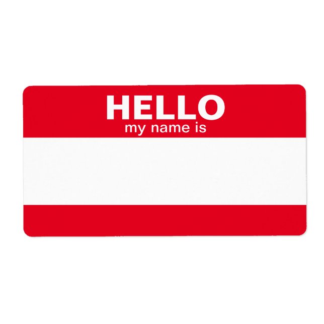 Hello My Name Is.... event badge / sticker/ label (Front)