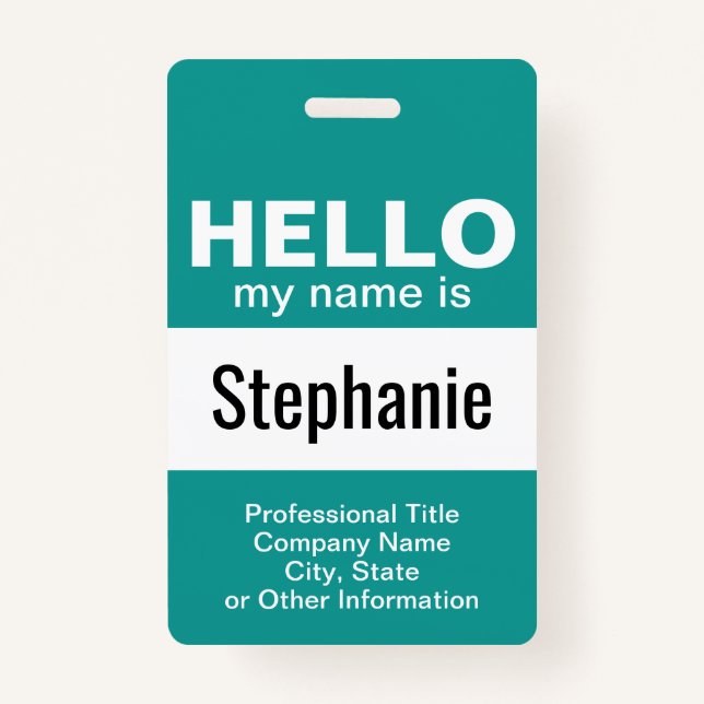 Hello my name is - event pass - can change colour ID badge (Front)