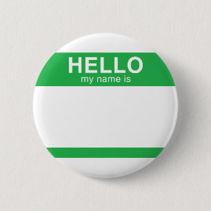Hello My Name Is - Green 6 Cm Round Badge