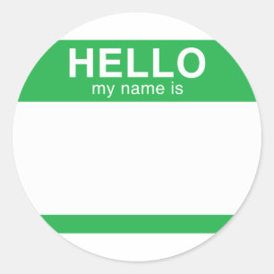 Hello My Name Is - Green Classic Round Sticker