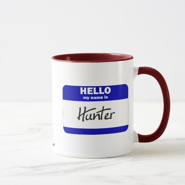 Hello My Name Is Hunter (Blue) Mug (Right)