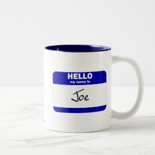 Hello My Name Is Joe (Blue) Two-Tone Coffee Mug