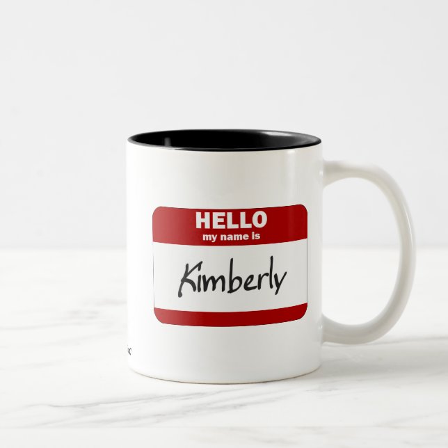 Hello My Name Is Kimberly (Red) Two-Tone Coffee Mug (Right)