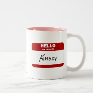 Hello My Name Is Kinsey (Red) Two-Tone Coffee Mug
