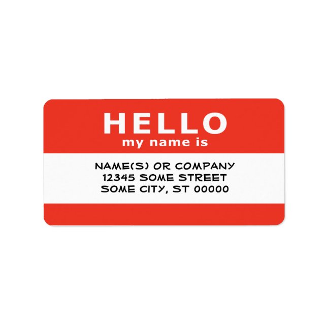 hello my name is : label (Front)