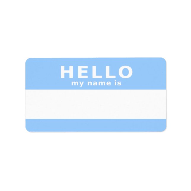 hello my name is : label (Front)