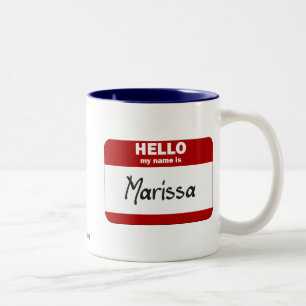 Hello My Name Is Marissa (Red) Two-Tone Coffee Mug