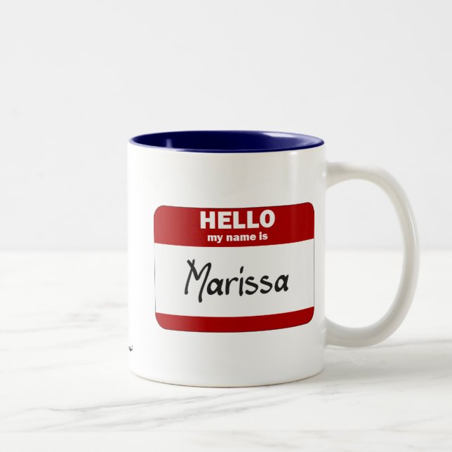 Hello My Name Is Marissa (Red) Two-Tone Coffee Mug (Right)