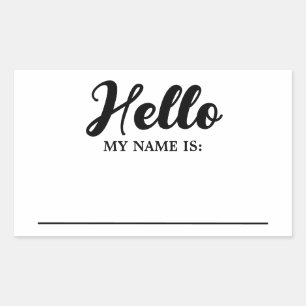 Hello My Name Is Modern Minimalist  Rectangular Sticker