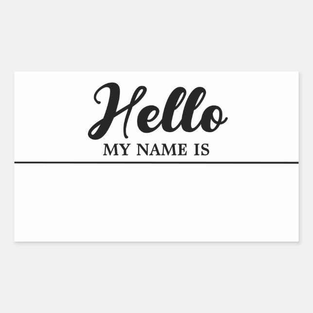 Hello My Name Is Modern Minimalist  Rectangular Sticker (Front)