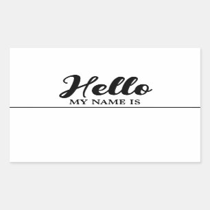 Hello My Name Is Modern Minimalist  Rectangular Sticker