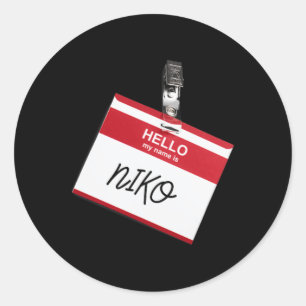 Hello My Name Is Niko Funny Halloween Name Tag Cus
