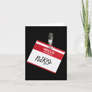 Hello My Name Is Niko Funny Halloween Name Tag Cus Card