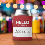 Hello my name is - personalised can cooler<br><div class="desc">A basic office design that can be used as a funny cocktail party favour.</div>