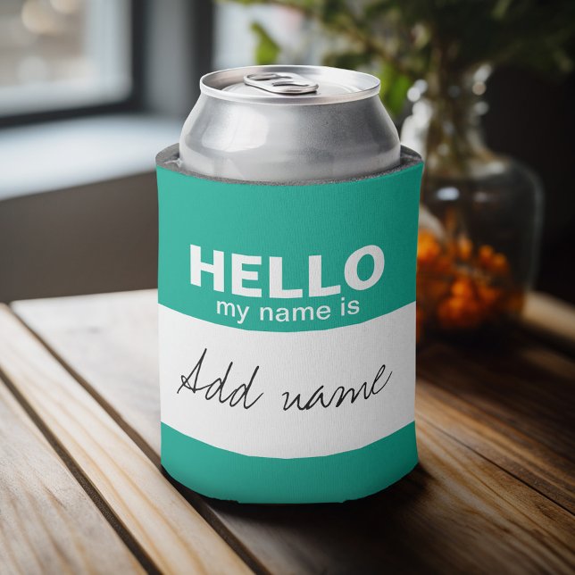Hello my name is - personalised can cooler (Funny Can Cooler - Add Your name for a great handout or the next office party favor)