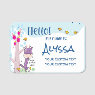 Hello, My Name Is … Personalised Name Giraffe Name Tag