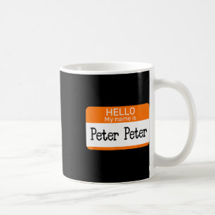 Hello My Name Is Peter Sticker Name Tag On A Shirt Coffee Mug