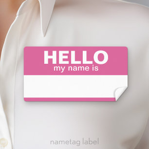 Hello my name is - Pink - area for Employee Name