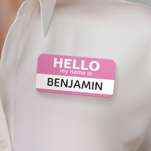 Hello my name is - Pink - Custom Employee Tag
